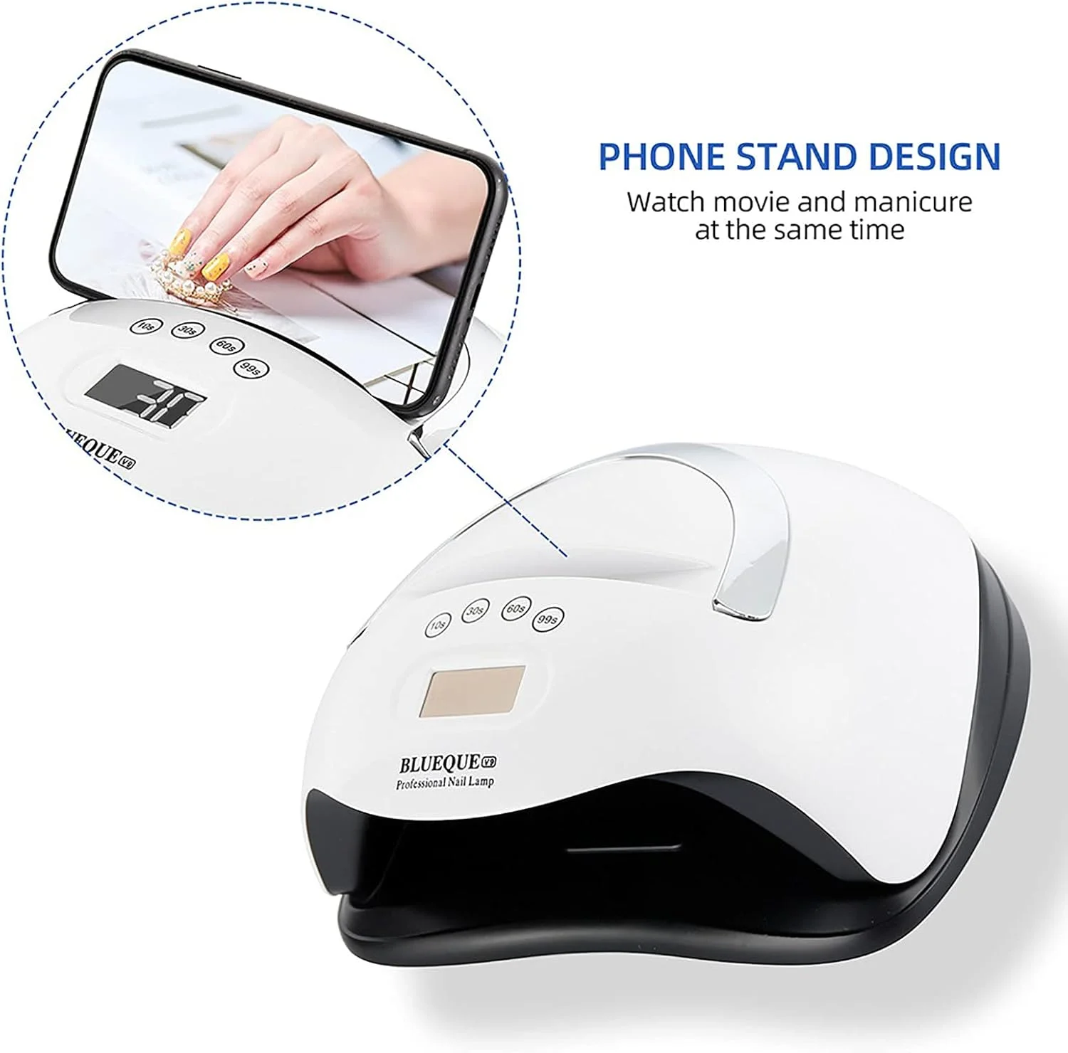 دستگاه خشک کن لاک ناخن LED UV قابل حمل 168 وات، دستگاه مانیکور و پدیکور لاک ژل با سنسور هوشمند و تایمر دستگاه خشک کن لاک ناخن LED UV قابل حمل 168 وات، دستگاه مانیکور و پدیکور لاک ژل با سنسور هوشمند و تایمر