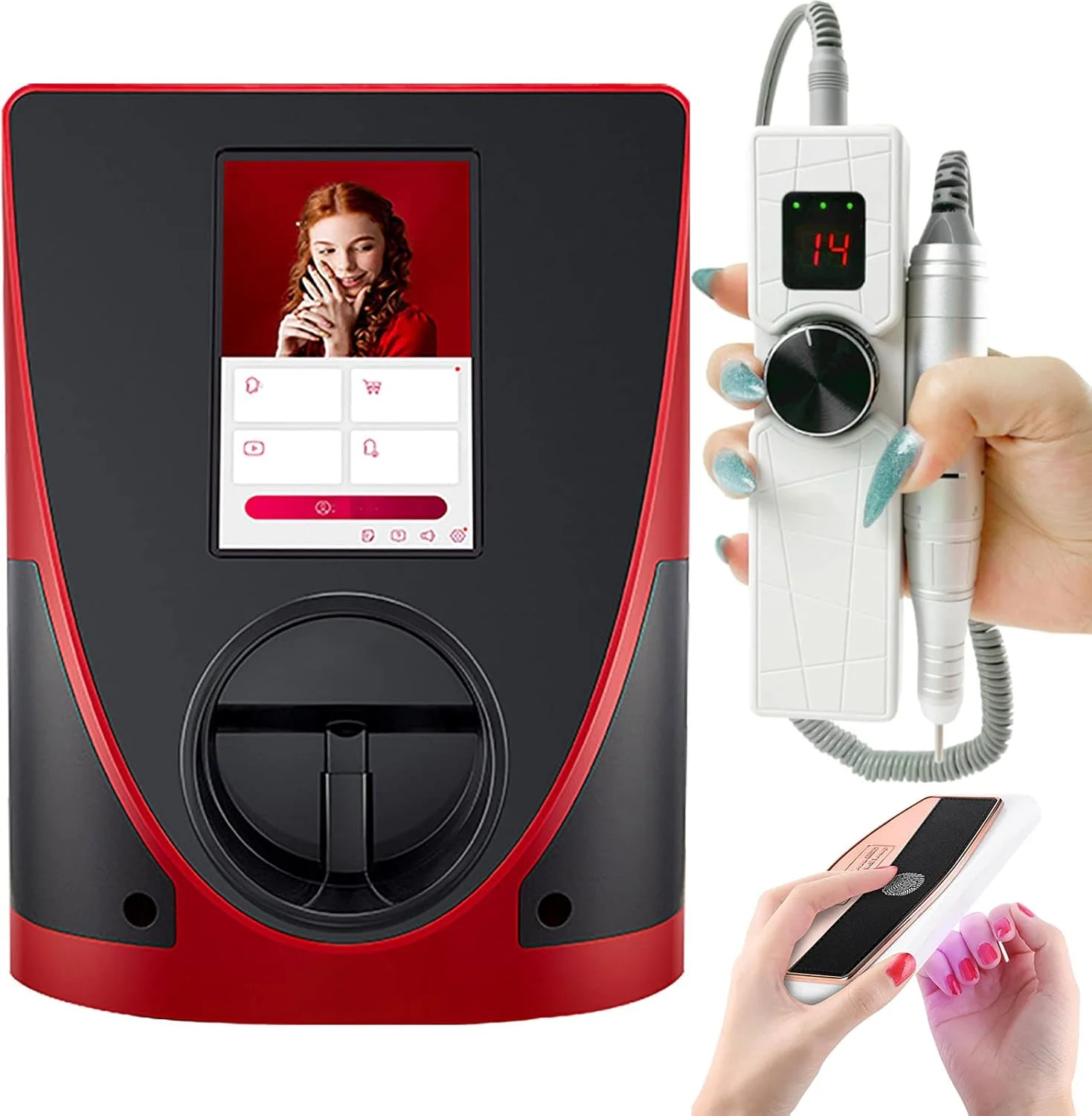 ست دستگاه چاپ ناخن، تجهیزات حرفه ای طراحی ناخن، ابزار مانیکور، چاپ تصویر به همراه لاک ناخن، دریل ناخن و لامپ خشک کن ناخن ست دستگاه چاپ ناخن، تجهیزات حرفه ای طراحی ناخن، ابزار مانیکور، چاپ تصویر به همراه لاک ناخن، دریل ناخن و لامپ خشک کن ناخن