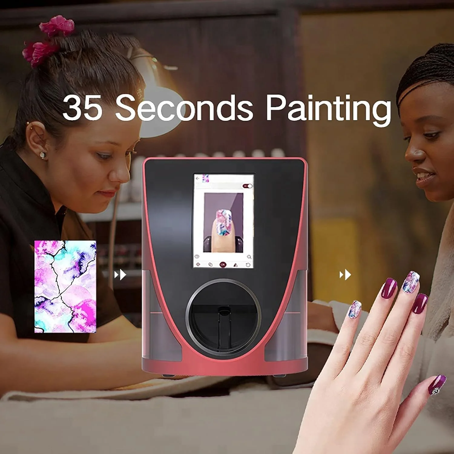 ست دستگاه چاپ ناخن، تجهیزات حرفه ای طراحی ناخن، ابزار مانیکور، چاپ تصویر به همراه لاک ناخن، دریل ناخن و لامپ خشک کن ناخن