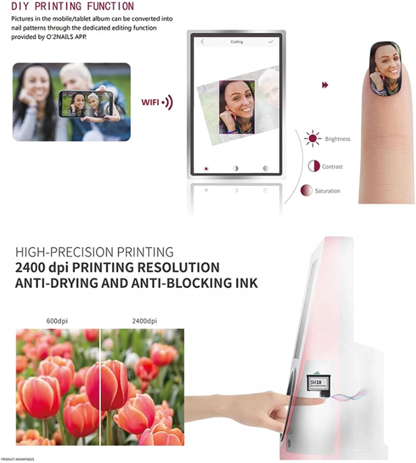 ست دستگاه چاپ ناخن، تجهیزات حرفه ای طراحی ناخن، ابزار مانیکور، چاپ تصویر به همراه لاک ناخن، دریل ناخن و لامپ خشک کن ناخن