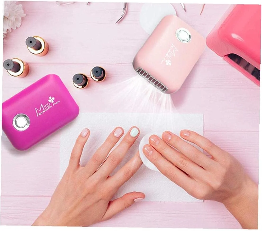 پنکه دستی مژه، مینی USB قابل شارژ، پنکه خنک کننده خشک کننده سریع، ابزار آرایش، رز قرمز، مینی سشوار