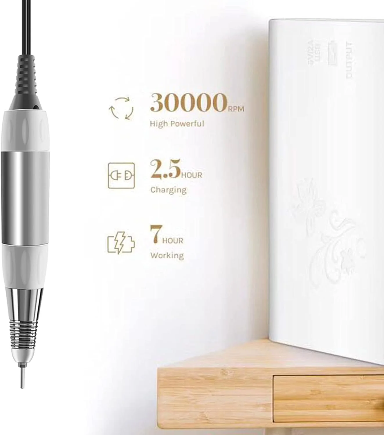 دستگاه سوهان برقی ناخن، 30 وات 30000 دور در دقیقه، دستگاه پولیش ناخن، دستگاه پرداخت و مانیکور، ست مراقبت از ناخن