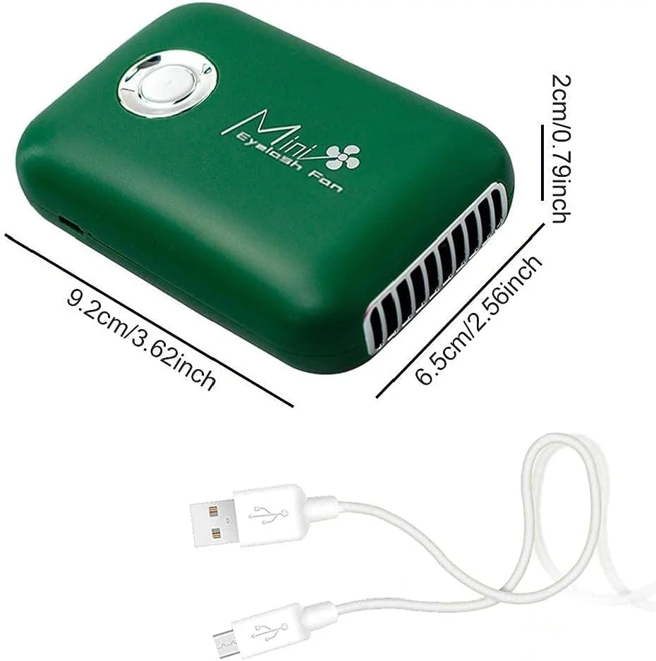 پنکه دستی مژه، مینی USB قابل شارژ، پنکه خنک کننده خشک کننده سریع، ابزار آرایش سبز، مینی سشوار