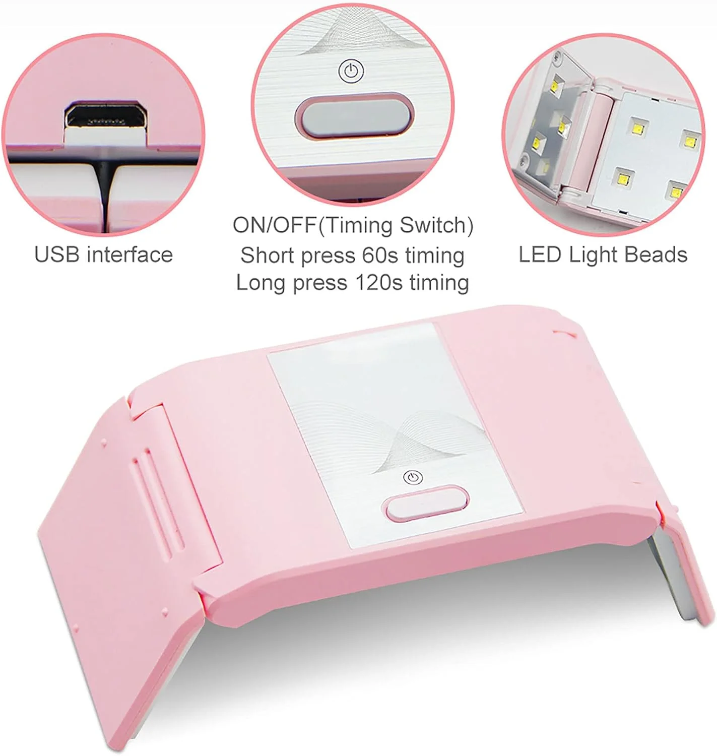 دستگاه خشک کن لاک ناخن تاشو 36 وات، لامپ UV قابل حمل، لامپ های قوسی شکل برای طراحی ناخن، ابزار عالی مانیکور انگشت شست