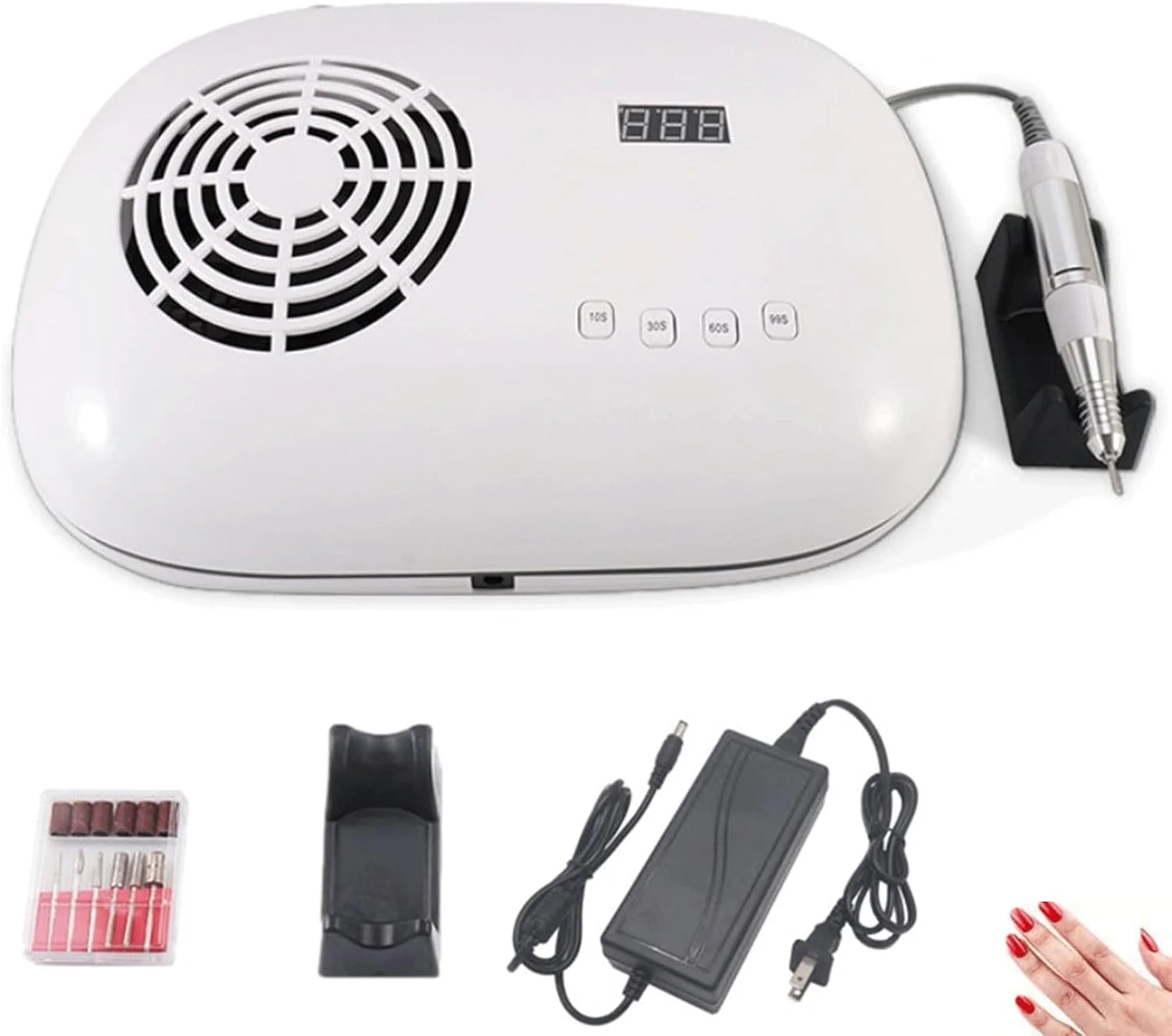 دستگاه خشک کن ناخن چند منظوره، جمع کننده گرد و غبار ناخن 3 در 1، دستگاه برقی حرفه ای سوهان ناخن 25000 دور در دقیقه، چهار دنده قابل تنظیم، با 6 سری سوهان ناخن، برای استفاده در سالن منزل، دخترانه