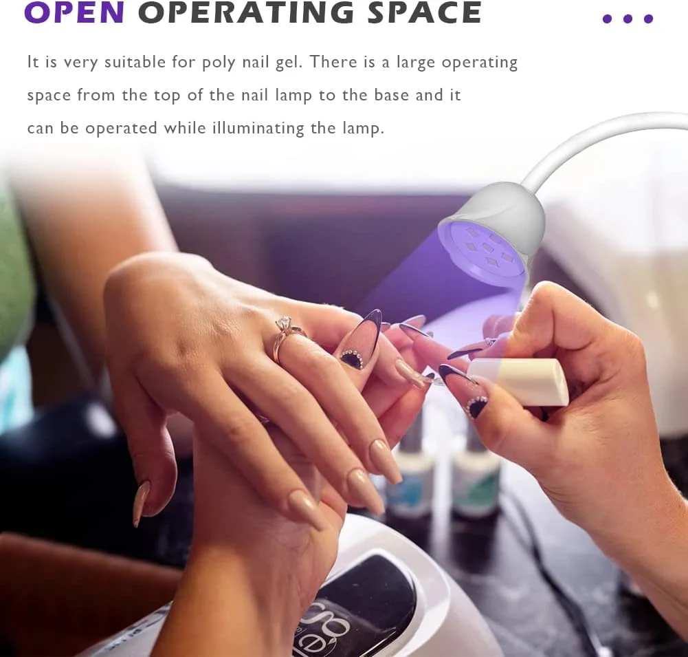 چراغ UV LED ناخن، خشک کن کوچک قابل حمل ناخن، چراغ سریع خشک کننده ژل ناخن با قابلیت چرخش 360 درجه، دستگاه خشک کننده لاک ناخن برای استفاده خانگی و سالن