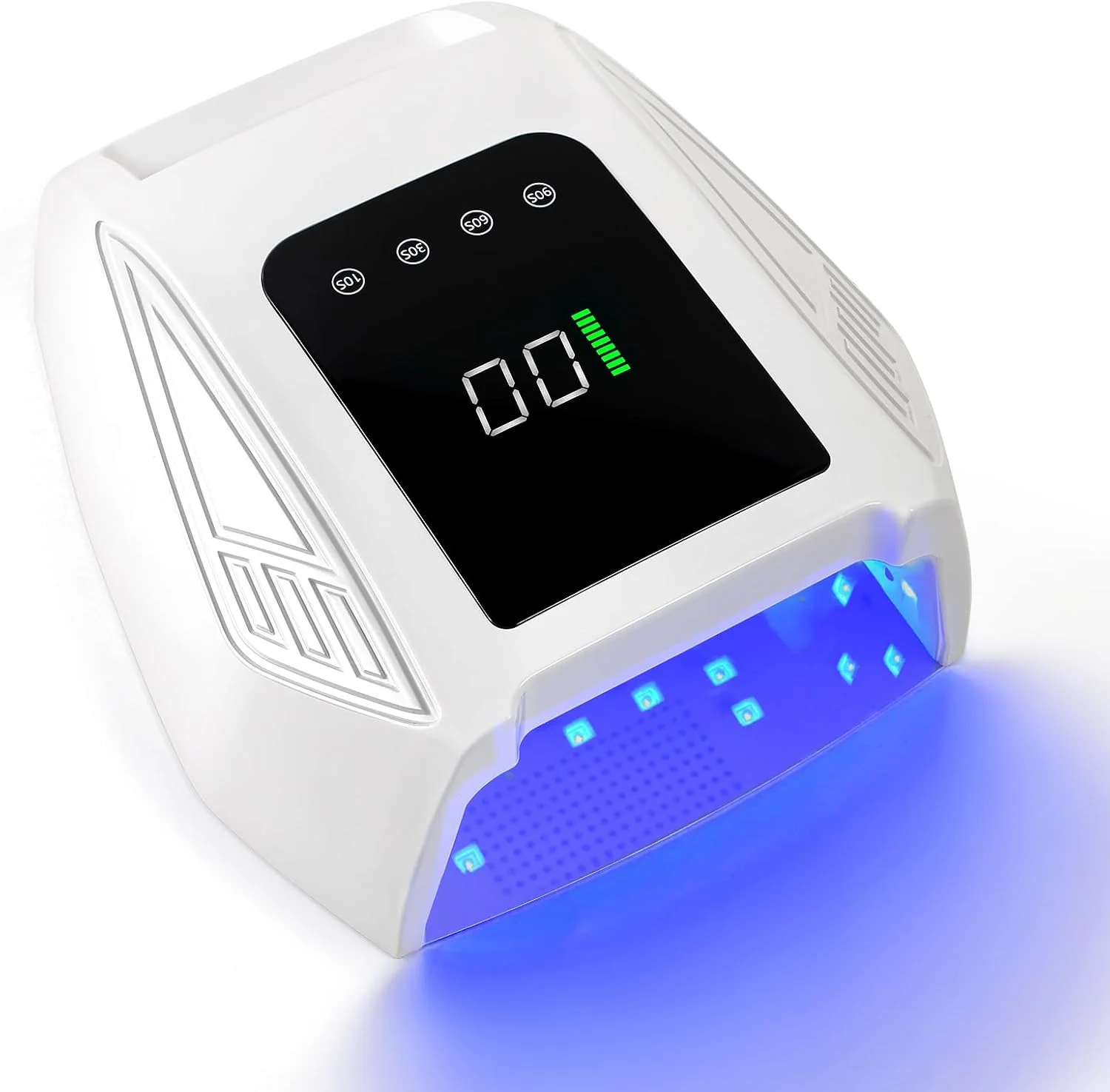 دستگاه خشک کن لاک ناخن LED UV قابل شارژ 96 وات، خشک کن سریعتر ناخن با سنسور هوشمند 4 تایمر، دستگاه خشک کن ناخن LED UV بی سیم، دستگاه خشک کن ناخن قابل حمل با فضای بزرگ برای لاک ژل