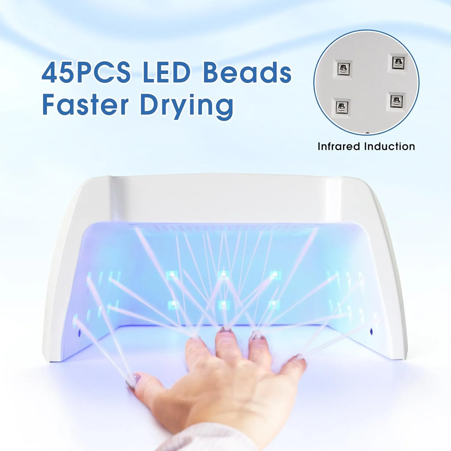 دستگاه خشک کن لاک ناخن LED UV قابل شارژ 96 وات، خشک کن سریعتر ناخن با سنسور هوشمند 4 تایمر، دستگاه خشک کن ناخن LED UV بی سیم، دستگاه خشک کن ناخن قابل حمل با فضای بزرگ برای لاک ژل