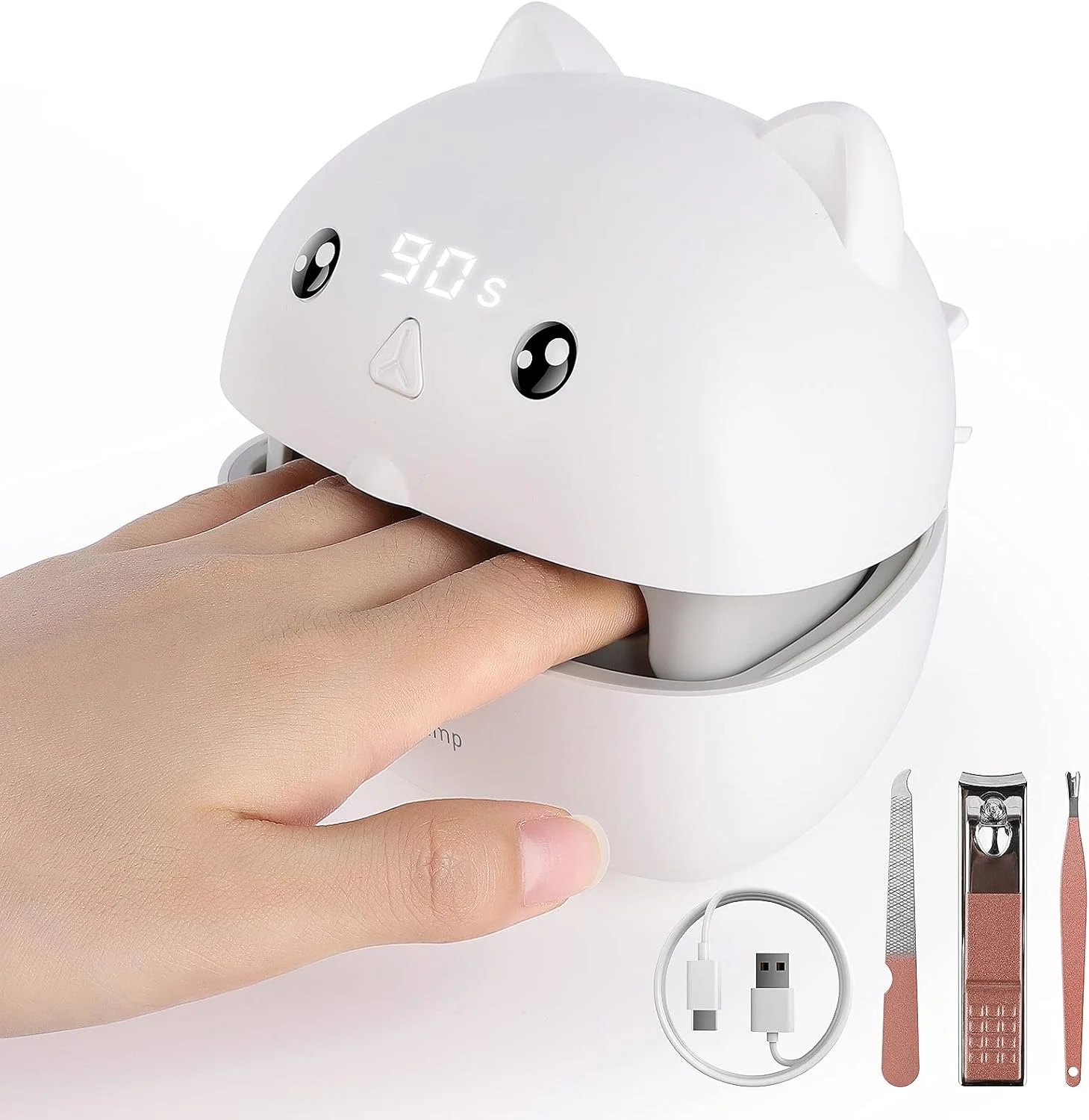 چراغ ناخن ال ای دی یو وی کوچک، خشک کن ناخن برای ناخن های ژلی، لاک معمولی (ورودی AC با پورت USB C)