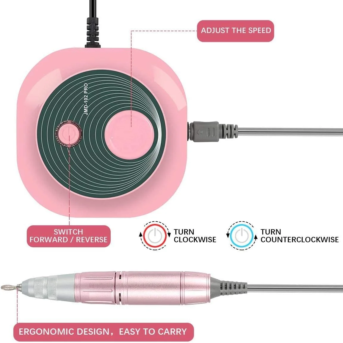دستگاه طراحی ناخن 2 در 1 BLZQSQ، دستگاه دریل ناخن، مکنده گرد و غبار ناخن، پاک کننده قدرتمند ناخن با فن جمع کننده گرد و غبار، ابزار مانیکور برای جاروبرقی