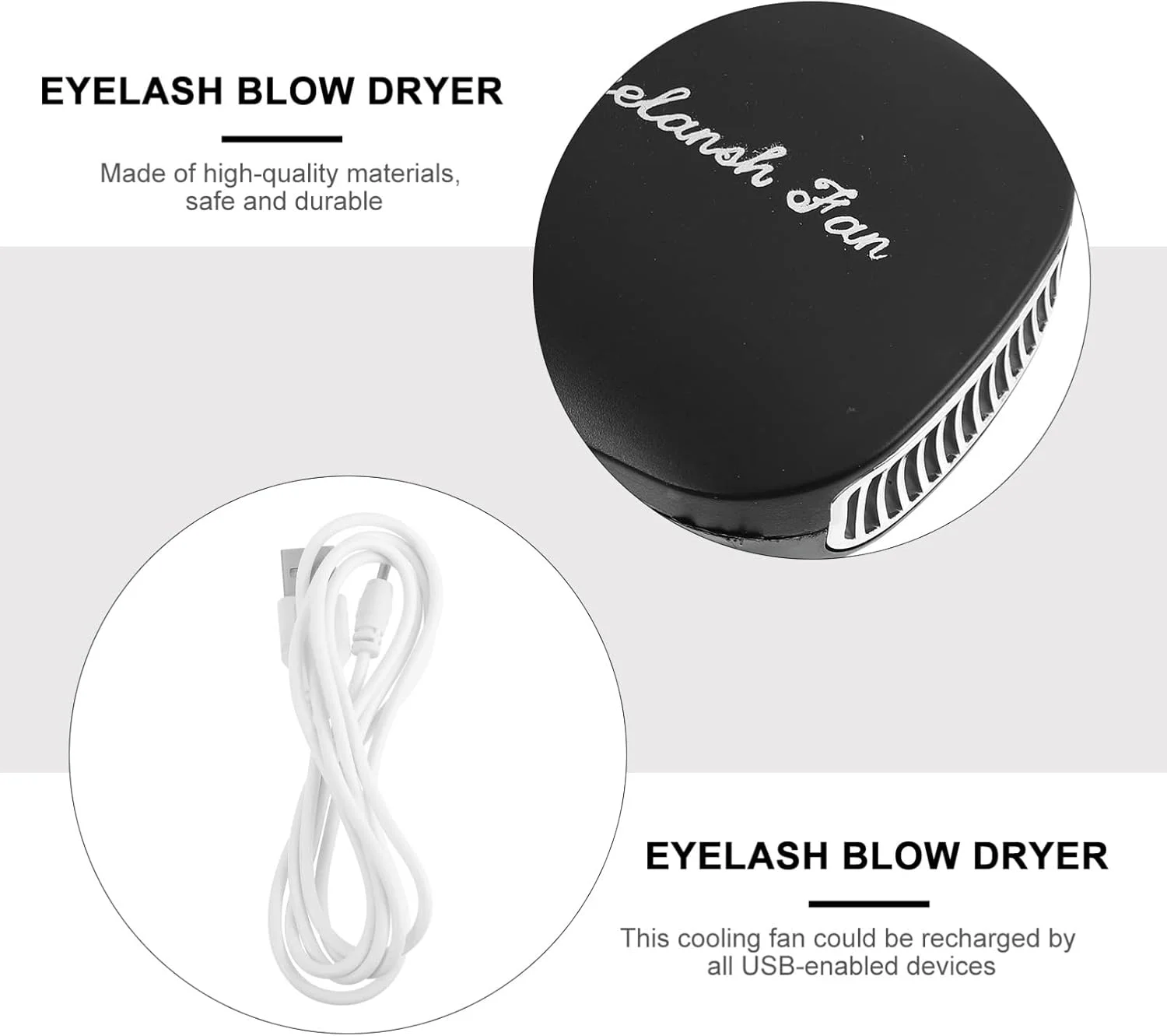 پنکه مژه قابل شارژ برای خشک کردن مژه، مناسب برای استفاده در کاشت مژه - مشکی پنکه مژه قابل شارژ برای خشک کردن مژه، مناسب برای استفاده در کاشت مژه - مشکی