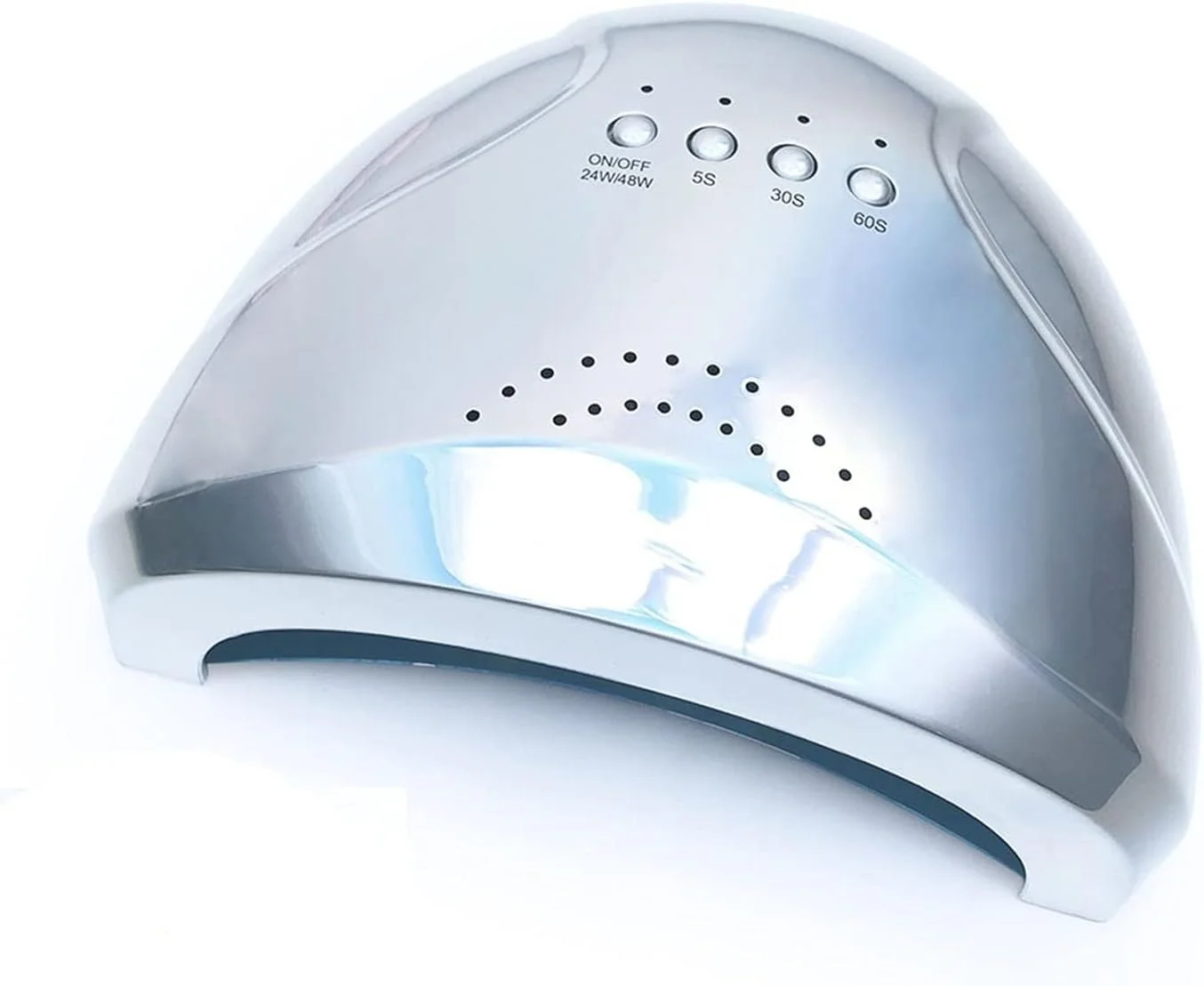 دستگاه خشک کن لاک ناخن LED رنگی 48 وات هوشمند، مناسب برای خشک کردن ژل لاک، دارای تایمر 30، 60 و 99 ثانیه، دستگاه اتوماتیک مانیکور و پدیکور (رنگ: نقره ای)