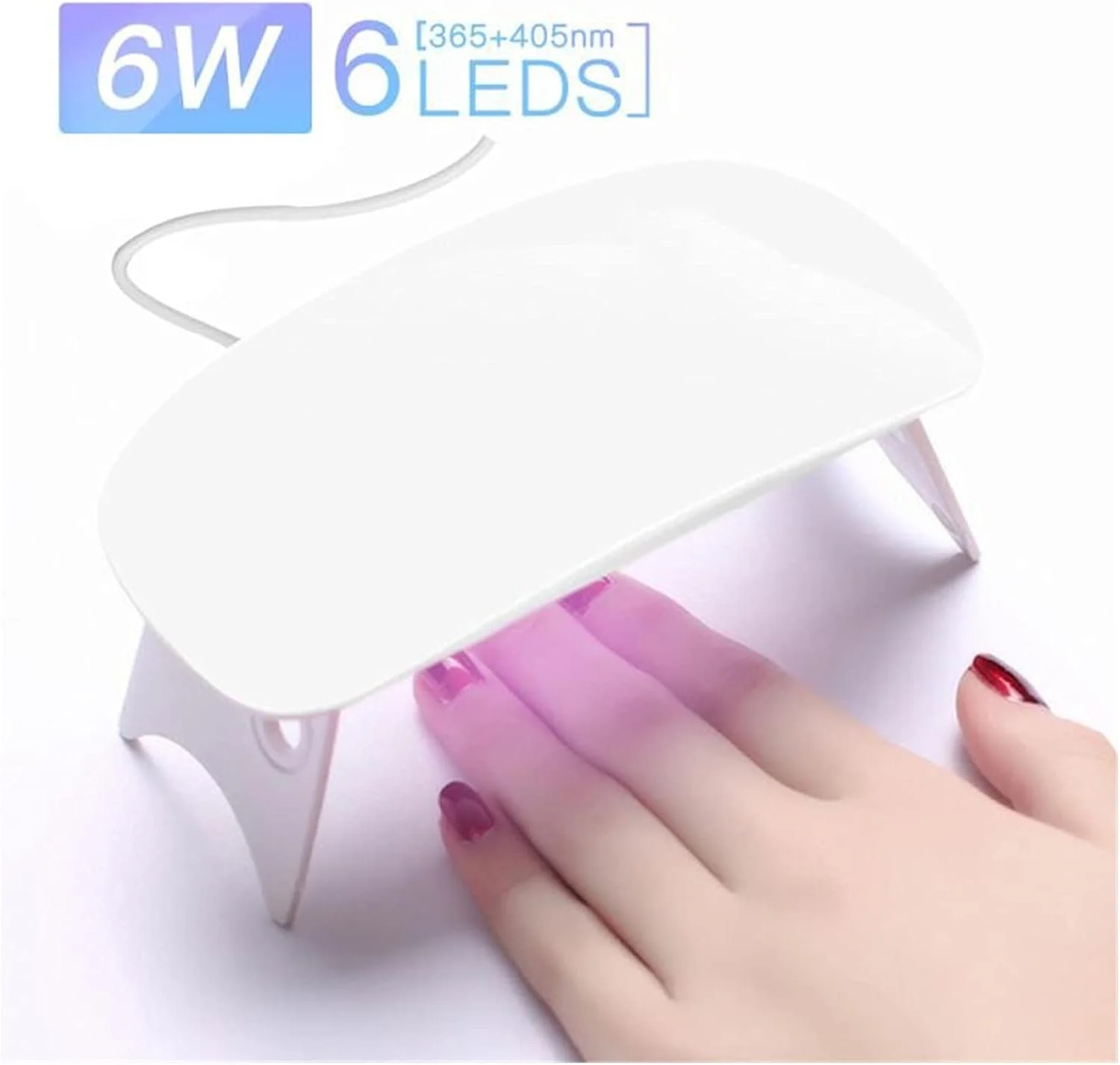 چراغ LED ناخن مینی 6 وات برای لاک ژل، خشک کن قابل حمل ناخن، دستگاه مانیکور، تجهیزات هنر ناخن خانگی برای مانیکور و پدیکور (رنگ: سفید) چراغ LED ناخن مینی 6 وات برای لاک ژل، خشک کن قابل حمل ناخن، دستگاه مانیکور، تجهیزات هنر ناخن خانگی برای مانیکور و پدیکور (رنگ: سفید)