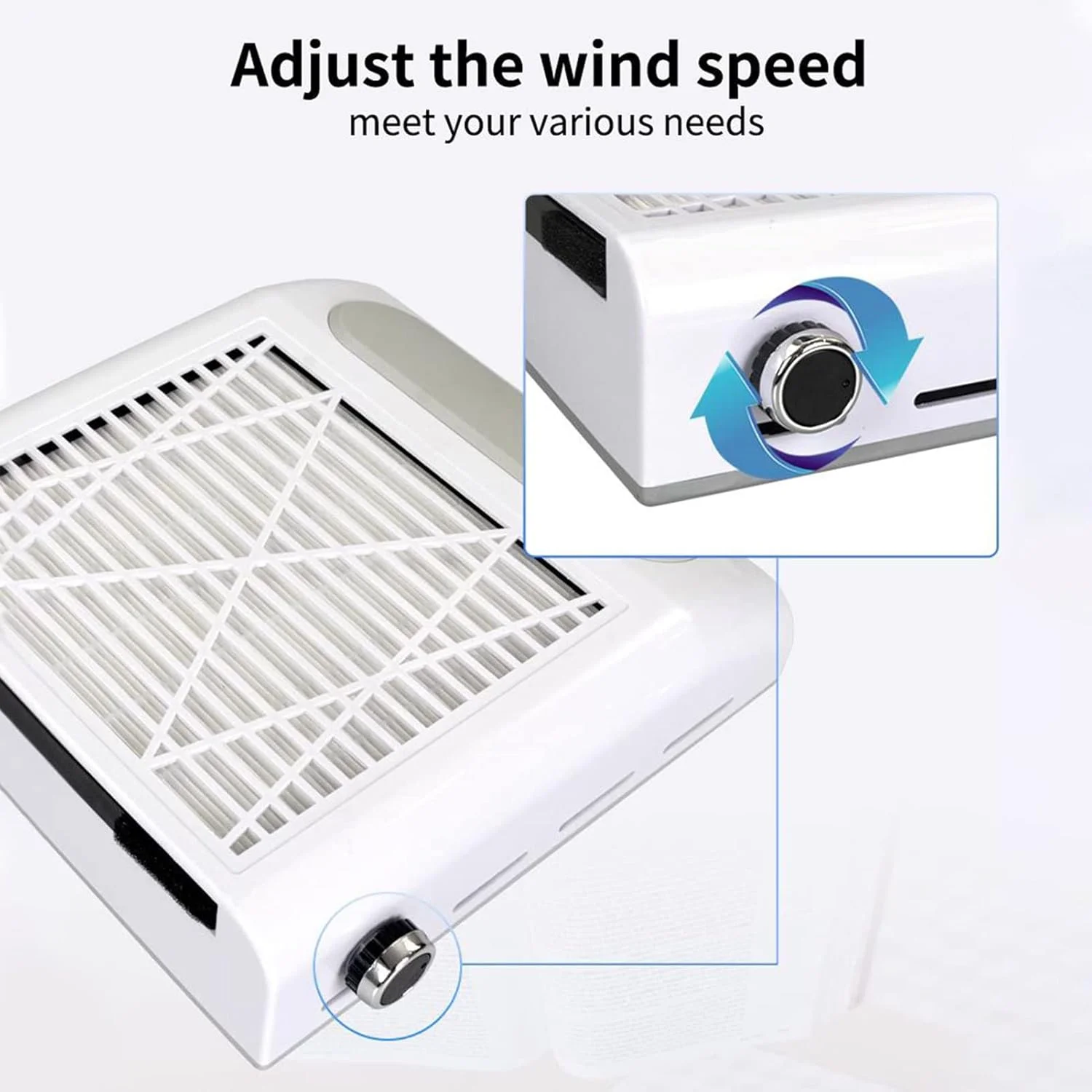 دستگاه مکنده ناخن حرفه ای - 2 سطح سرعت قابل تنظیم - مکنده رومیزی قدرتمند برای مانیکور در سالن یا منزل