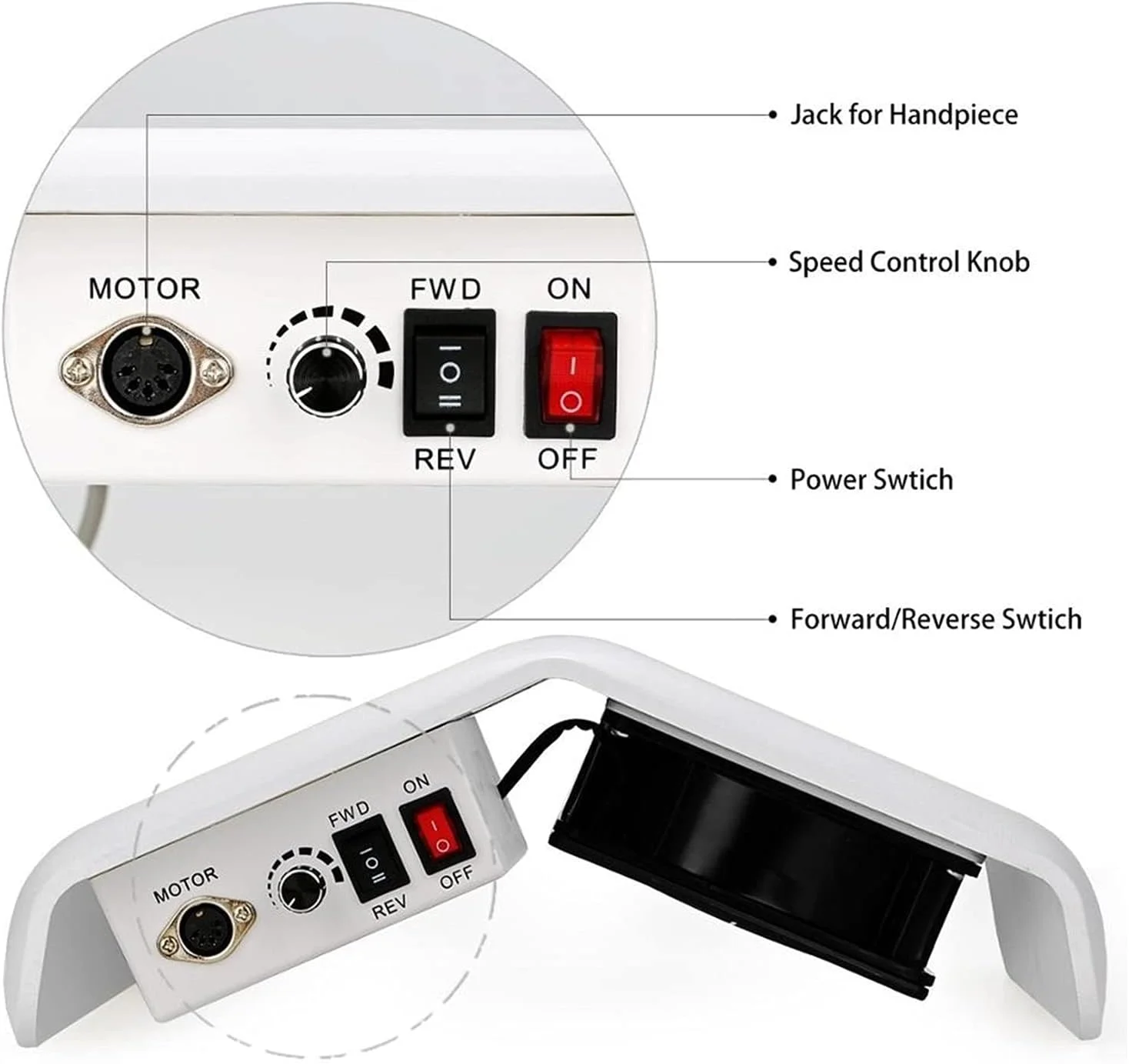 دستگاه مکنده گرد و غبار ناخن 2 در 1، سایز بزرگ، مکش قوی، ابزار مانیکور و پدیکور (رنگ: مشکی)