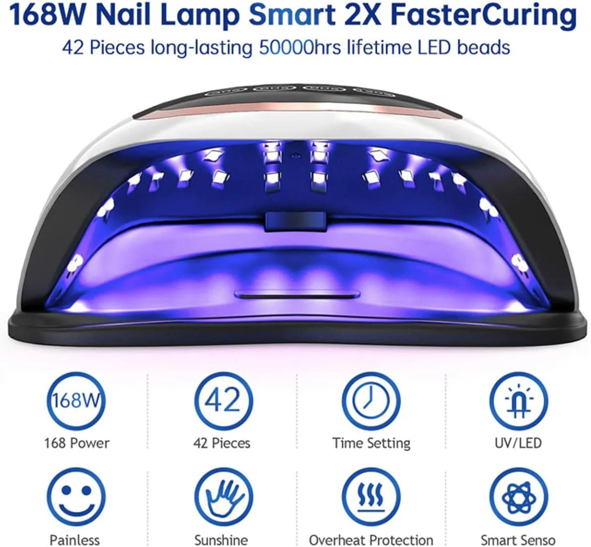 دستگاه خشک کن لاک ناخن 168 وات با منابع نور دوگانه LED و UV و تنظیمات 4 زمانه دستگاه خشک کن لاک ناخن 168 وات با منابع نور دوگانه LED و UV و تنظیمات 4 زمانه