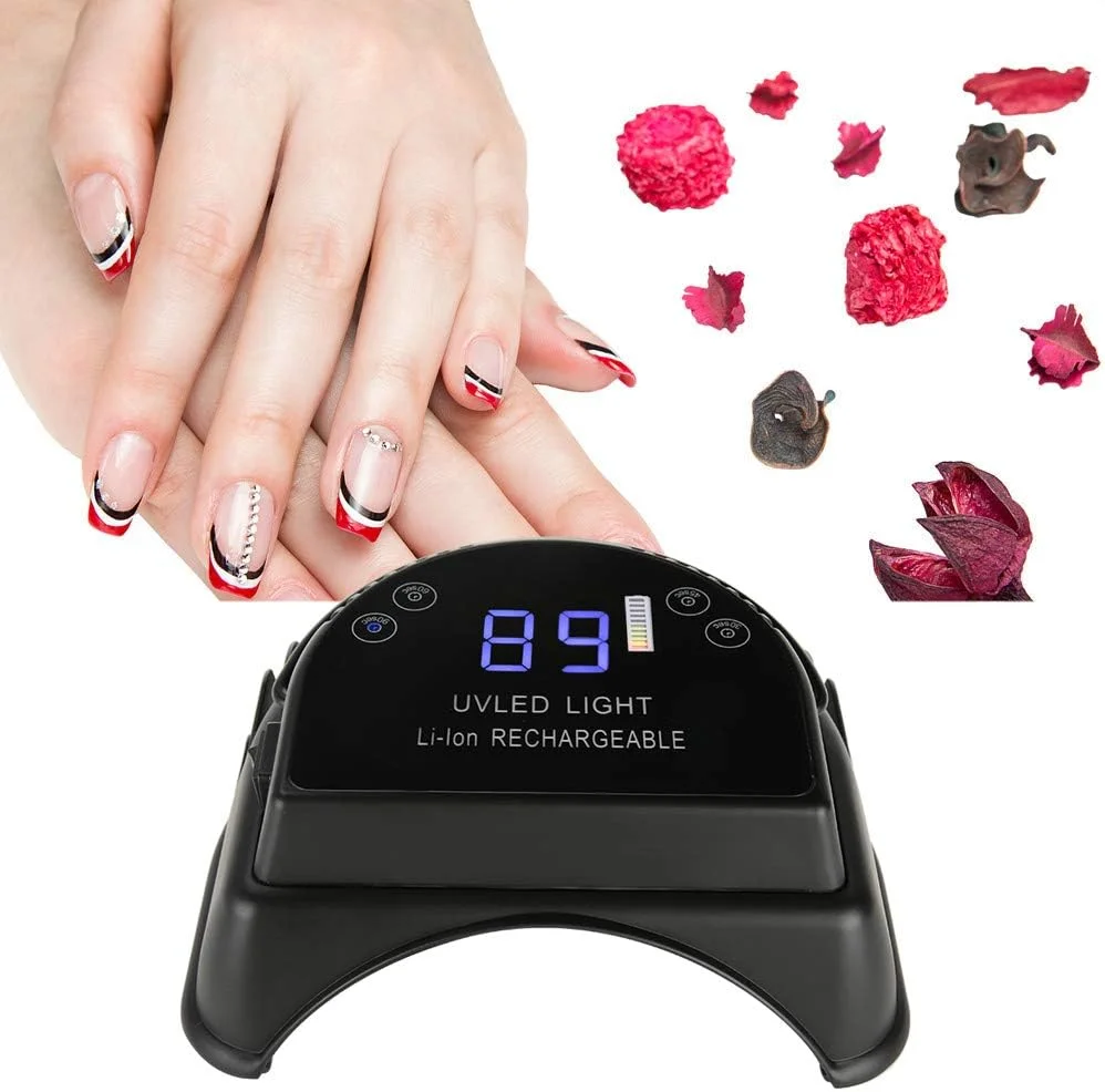 دستگاه خشک کن لاک ژل ناخن LED، یو وی، بی سیم، قابل شارژ، مناسب مانیکور و پدیکور، دستگاه طراحی ناخن با صفحه نمایش لمسی، 64 وات، باتری لیتیومی 5000 میلی آمپر ساعت، دارای گواهی CE