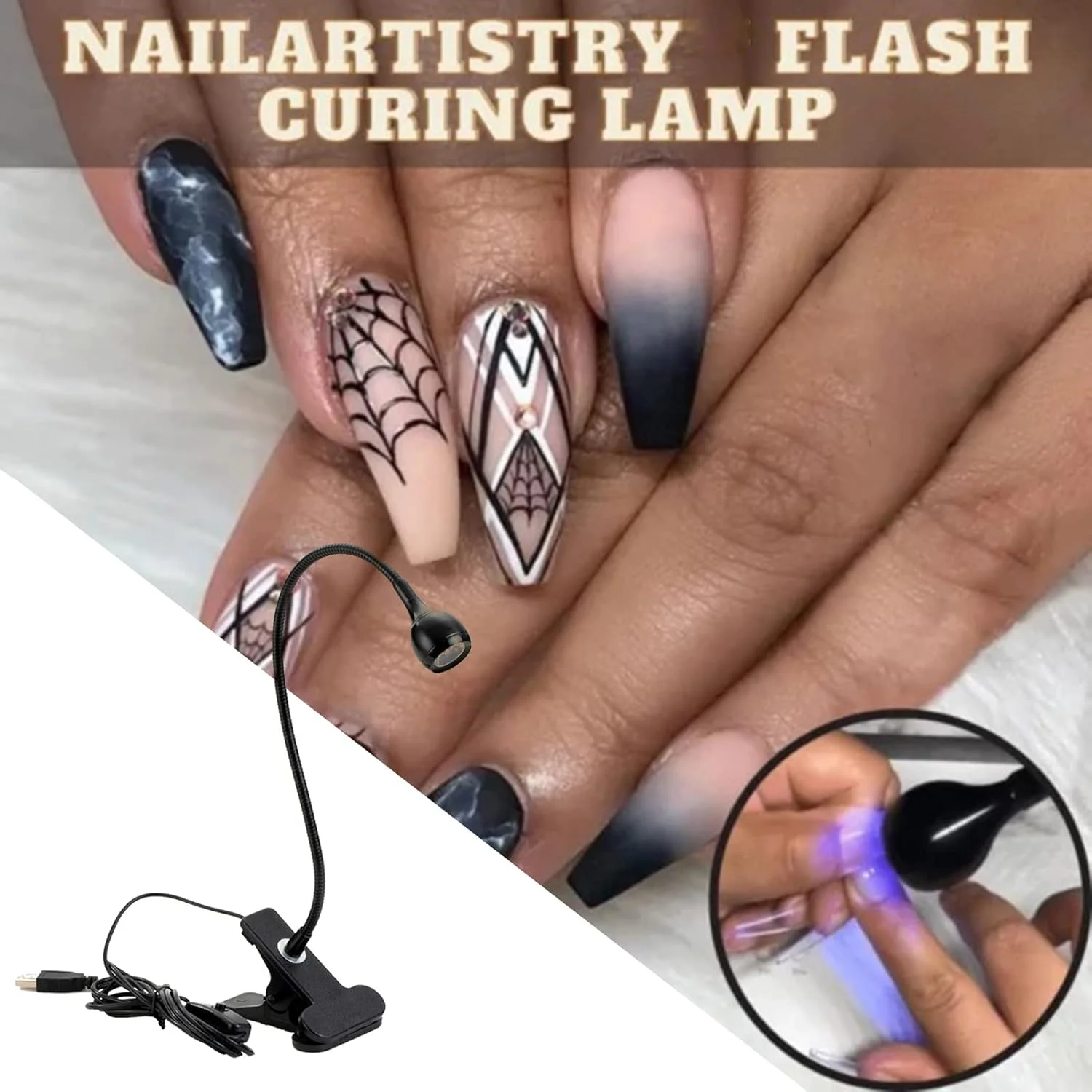 چراغ رومیزی فرابنفش LED، خشک کن مینی UV برای لاک ژل ناخن، چراغ UV LED نور سیاه برای تشخیص ادرار حیوانات خانگی، لکه های خشک، عقرب ها، ارز و نقره