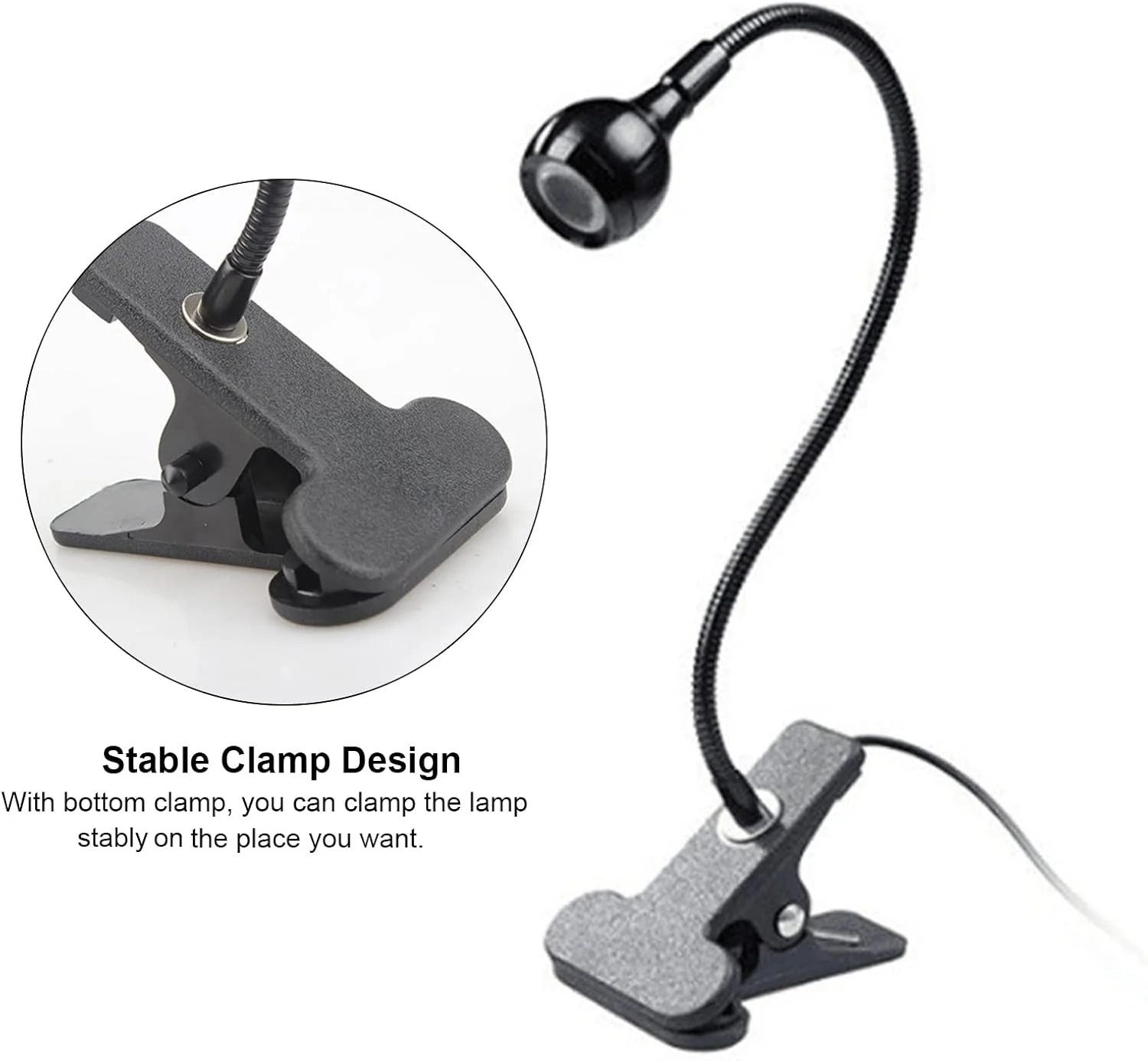 خشک کن ناخن با لامپ UV، هدیه روز مادر، لامپ کیورینگ چسب UV 3 وات، نور بنفش فرابنفش چسب، لامپ UV فرابنفش با گیره و سوئیچ ورودی USB (مشکی) (مشکی)