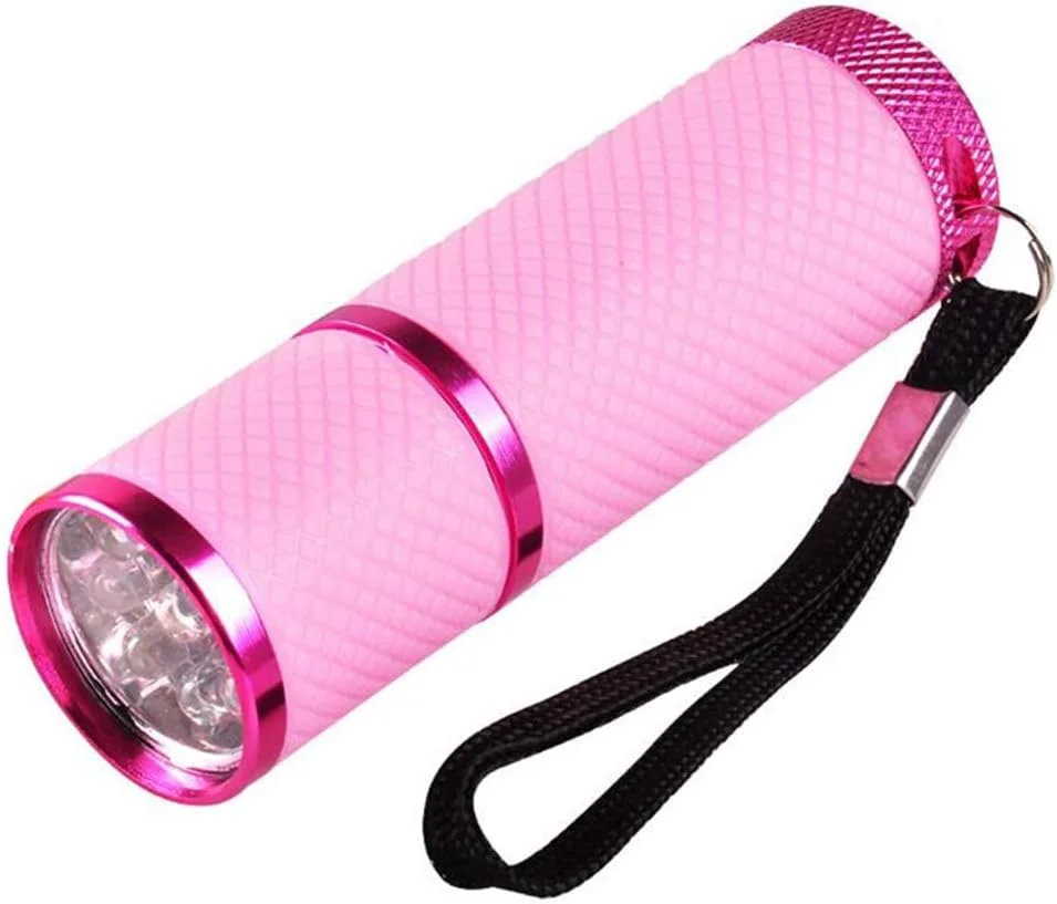 چراغ قوه کوچک برای خشک کردن ژل یو وی ال ای دی، چراغ قوه دستی خشک کن ناخن، چراغ قوه 9 ال ای دی 395 نانومتری، آشکارساز چراغ قوه یو وی برای ماسک صورت