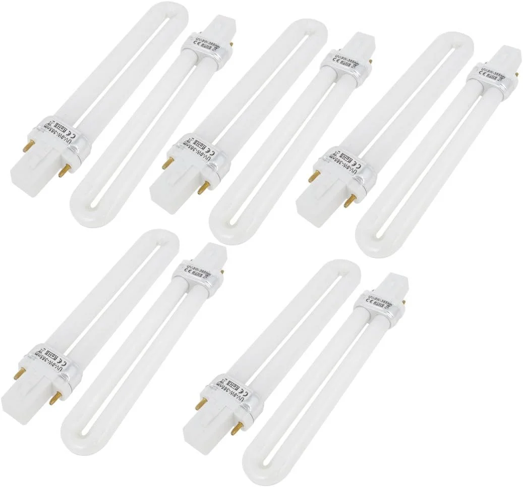 لامپ خشک کن ژل یو وی ناخن 9 وات سفید، لامپ اضافی 10 عددی