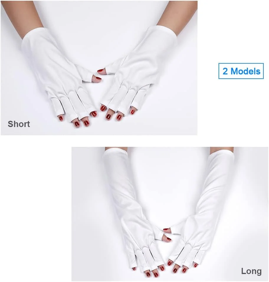 یک جفت دستکش محافظ UV بدون انگشت، محافظت از دست ها در برابر اشعه UV با لامپ خشک کننده لاک ژل ناخن LED، ابزار مانیکور ناخن یک جفت دستکش محافظ UV بدون انگشت، محافظت از دست ها در برابر اشعه UV با لامپ خشک کننده لاک ژل ناخن LED، ابزار مانیکور ناخن