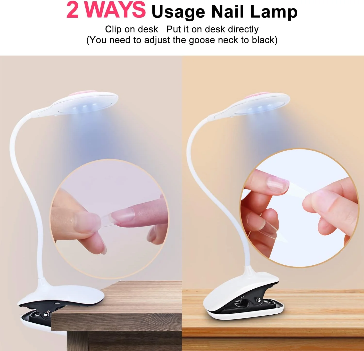 چراغ LED UV ناخن با گردن غازی و گیره، چراغ رومیزی خشک کن ژل ناخن UV انعطاف پذیر 18 واتی برای خشک کردن ژل اکریلیک ناخن و طراحی ناخن، ورودی USB چراغ LED UV ناخن با گردن غازی و گیره، چراغ رومیزی خشک کن ژل ناخن UV انعطاف پذیر 18 واتی برای خشک کردن ژل اکریلیک ناخن و طراحی ناخن، ورودی USB