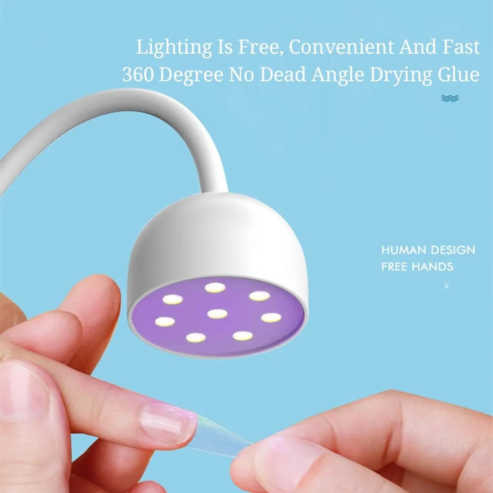 چراغ UV کوچک Yoidesu برای ناخن های ژلی، لامپ LED کوچک 24 واتی با گردن غازی چرخان 360 درجه و شارژ USB
