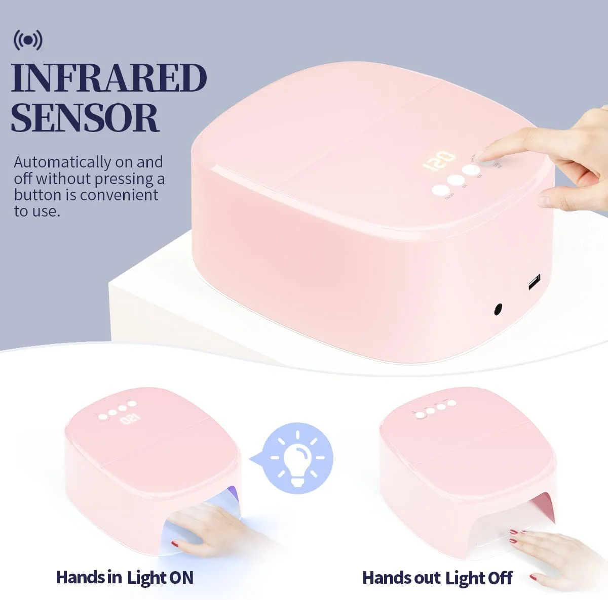 چراغ ال ای دی ناخن بی سیم BETE، خشک کن ناخن ال ای دی 60 واتی قابل شارژ برای خشک کردن لاک ناخن و دارای پورت USB برای شارژ تلفن و دریل ناخن، خشک کن ناخن صورتی رنگ قابل حمل و حرفه ای چراغ ال ای دی ناخن بی سیم BETE، خشک کن ناخن ال ای دی 60 واتی قابل شارژ برای خشک کردن لاک ناخن و دارای پورت USB برای شارژ تلفن و دریل ناخن، خشک کن ناخن صورتی رنگ قابل حمل و حرفه ای