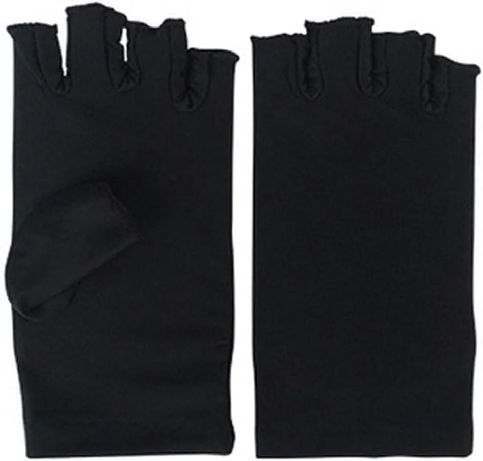 دستکش محافظ ناخن در برابر اشعه ماوراء بنفش، دستکش های بدون انگشت محافظ در برابر اشعه لامپ ال ای دی، ابزار خشک کن هنر ناخن برای خانه، 1 جفت مشکی