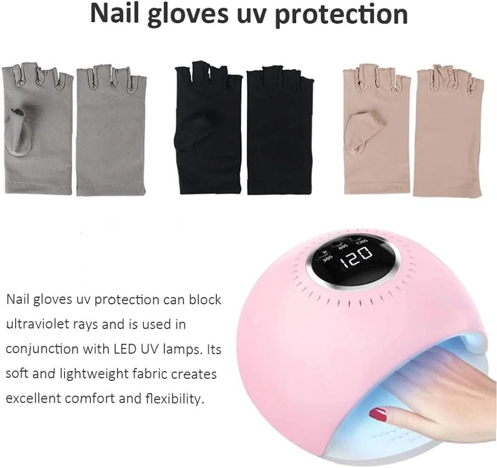 دستکش محافظ ناخن در برابر اشعه ماوراء بنفش، دستکش های بدون انگشت محافظ در برابر اشعه لامپ ال ای دی، ابزار خشک کن هنر ناخن برای خانه، 1 جفت مشکی دستکش محافظ ناخن در برابر اشعه ماوراء بنفش، دستکش های بدون انگشت محافظ در برابر اشعه لامپ ال ای دی، ابزار خشک کن هنر ناخن برای خانه، 1 جفت مشکی