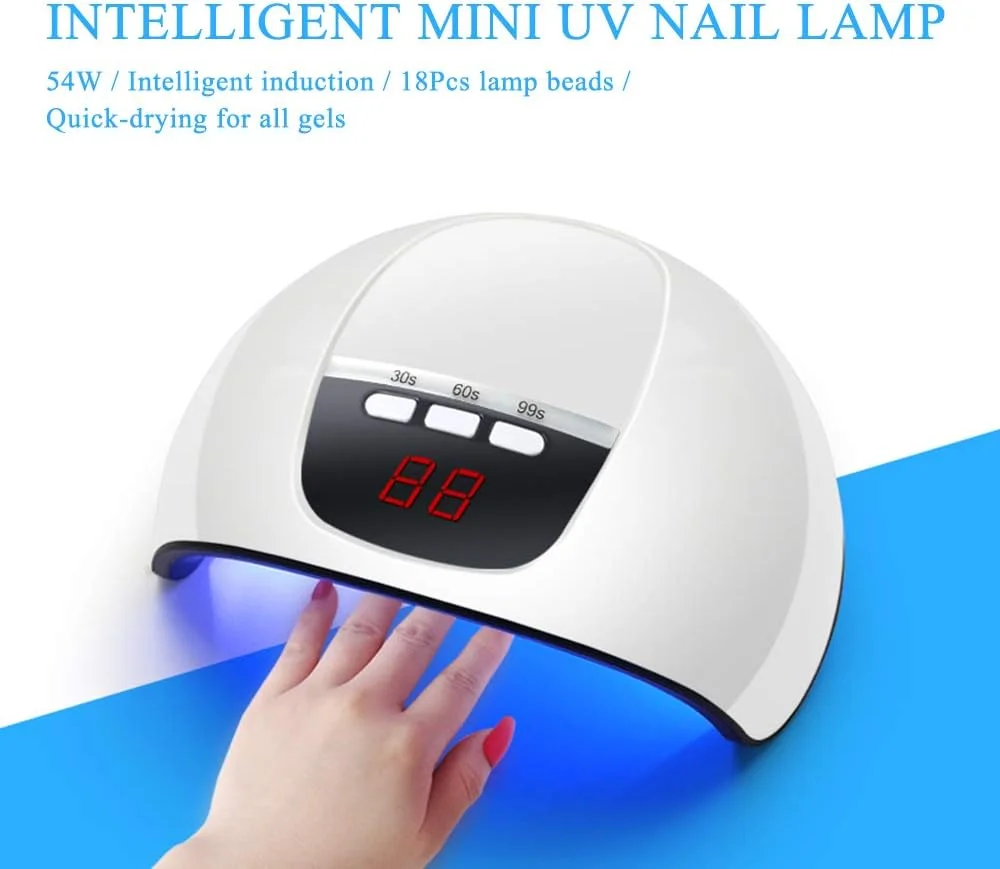 دستگاه خشک کن ناخن، چراغ مینی خشک کن ناخن UV Irovami 54W برای مانیکور ناخن دستگاه زمان بندی ژل UV