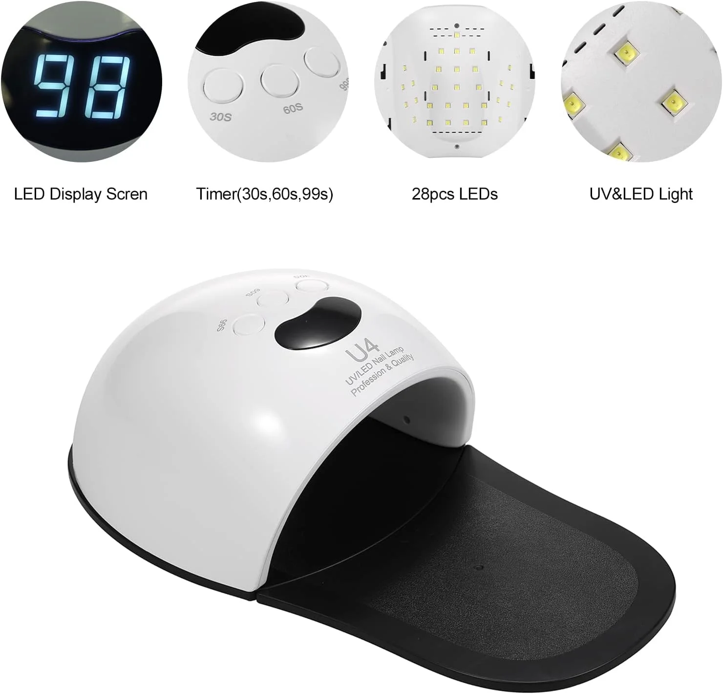 دستگاه خشک کن ناخن Irovami، لامپ UV قابل حمل 48 وات با نمایشگر LED و 3 تایمر برای خشک کردن سریع ناخن های دست و پا، ابزار مانیکور DIY