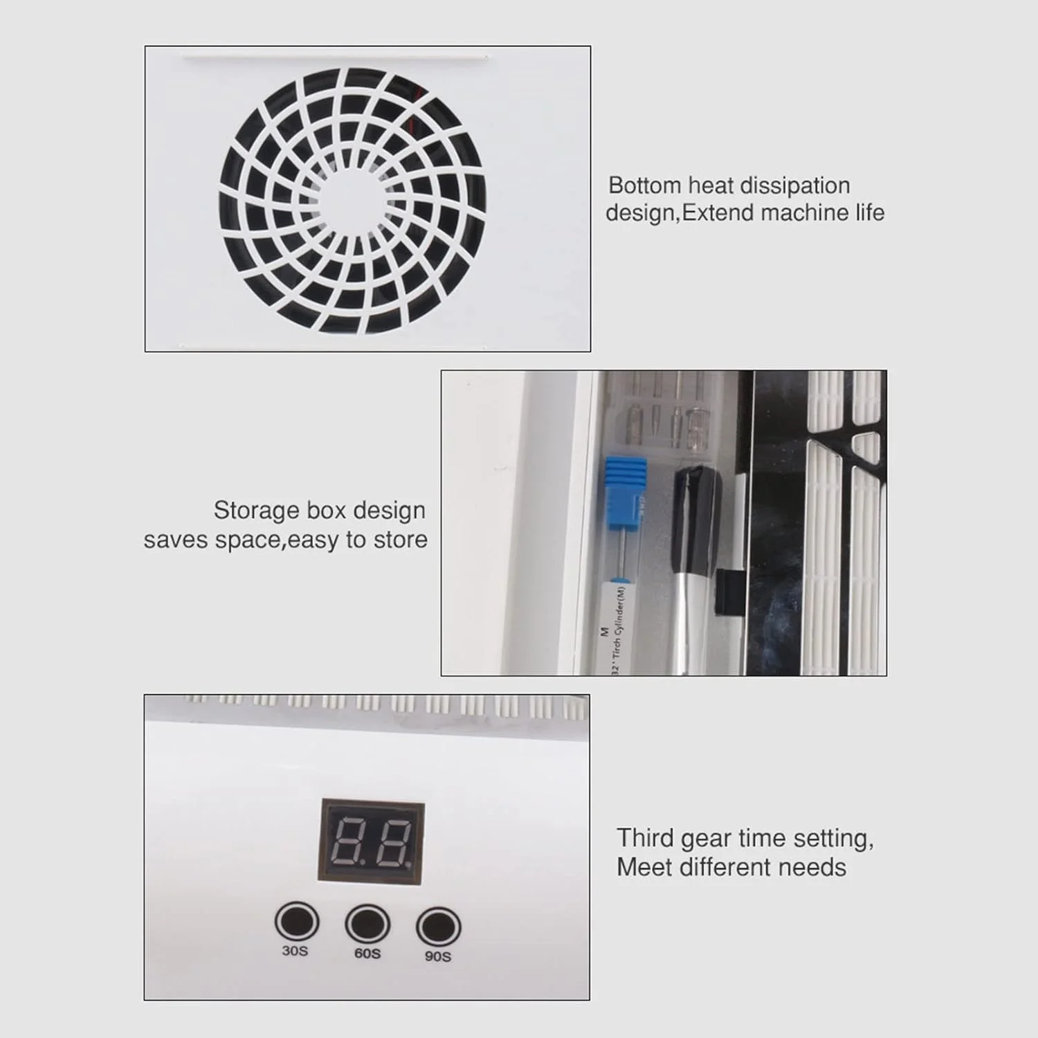 دستگاه دریل ناخن YUYTE 35000PRM، گردگیر ناخن 48 وات برای اکریلیک، دریل برقی ناخن 6 در 1 با 5 سری و 2 باند سنباده، فن قدرتمند مکنده گرد و غبار