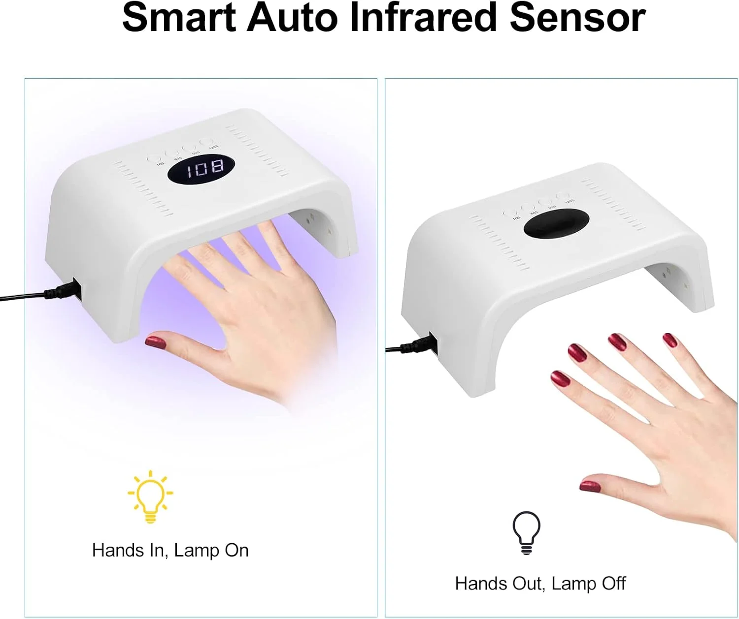 دستگاه خشک کن لاک ناخن ایرومی، لامپ LED UV با توان 36 وات، دارای نمایشگر LED و 4 تایمر، خشک کننده سریع ناخن برای ناخن های دست و پا، مناسب برای ابزارهای مانیکور خانگی