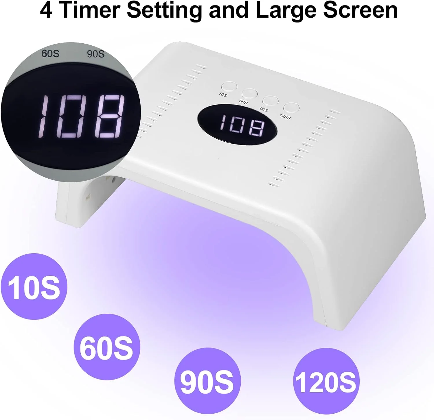 دستگاه خشک کن لاک ناخن ایرومی، لامپ LED UV با توان 36 وات، دارای نمایشگر LED و 4 تایمر، خشک کننده سریع ناخن برای ناخن های دست و پا، مناسب برای ابزارهای مانیکور خانگی