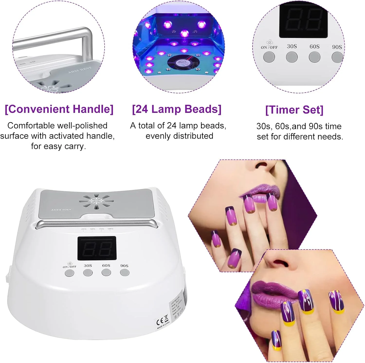 دستگاه خشک کن ناخن Irovami، لامپ UV LED 72 وات بدون سیم با فن، دارای 3 تایمر، سنسور هوشمند پولیش، ابزار طراحی ناخن