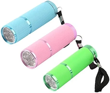 چراغ قوه کوچک 9 LED خشک کن لاک ناخن قابل حمل UV ژل خشک کننده سریع 15 ثانیه ای لاک ناخن آلیاژ آلومینیوم باتری AAA - آبی