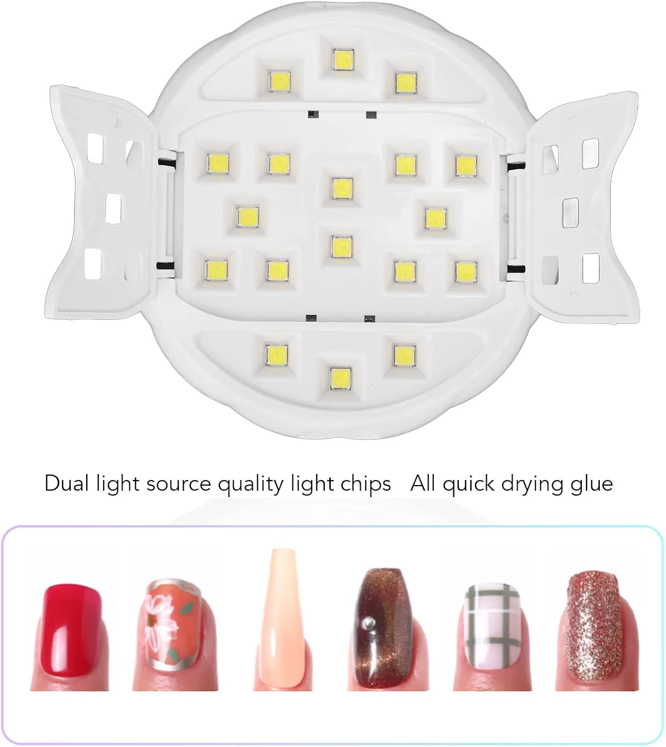 دستگاه خشک کن لاک ژل فرن، تایمر 60 ثانیه ای، مینی لامپ ناخن با رابط USB، توان 18 وات، قابل حمل، دارای 18 عدد چیپ نوری برای سالن ناخن