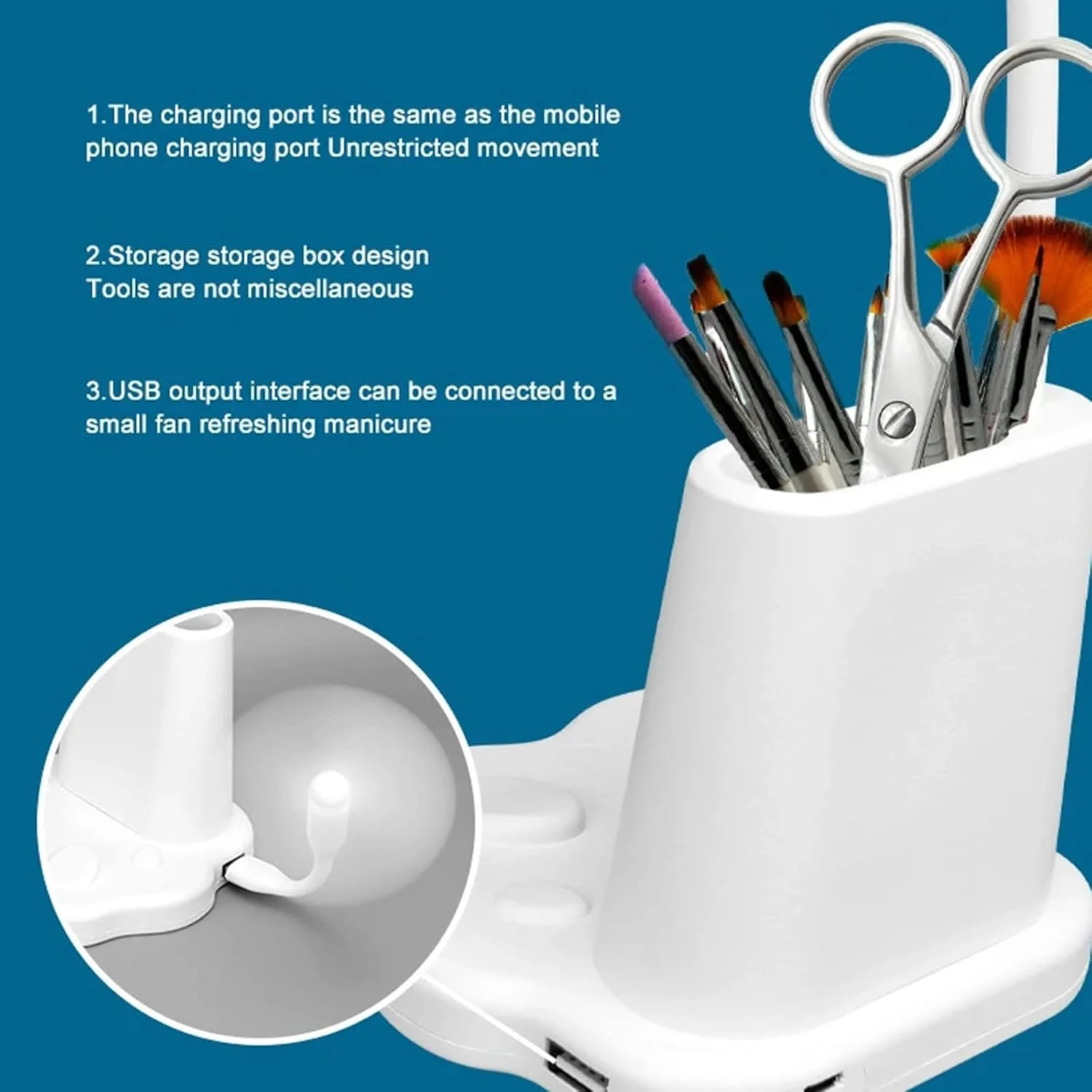 چراغ ناخن کوچک، چراغ ناخن LED یو وی USB، 30 وات قابل شارژ، 10 مهره LED، گردن غازی رومیزی 360 درجه چرخان، با کلید لمسی، برای استفاده خانگی، مانیکور سالنی