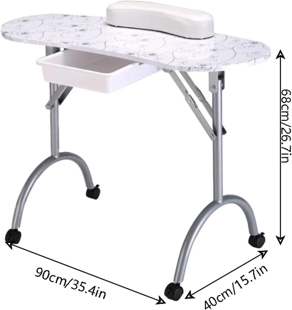 میز ناخن تاشو قابل حمل، میز مانیکور سالن زیبایی، میز ناخن تاشو برای سالن زیبایی، میز مانیکور مناسب برای اسپا خانگی و سالن های زیبایی (رنگ: مشکی)