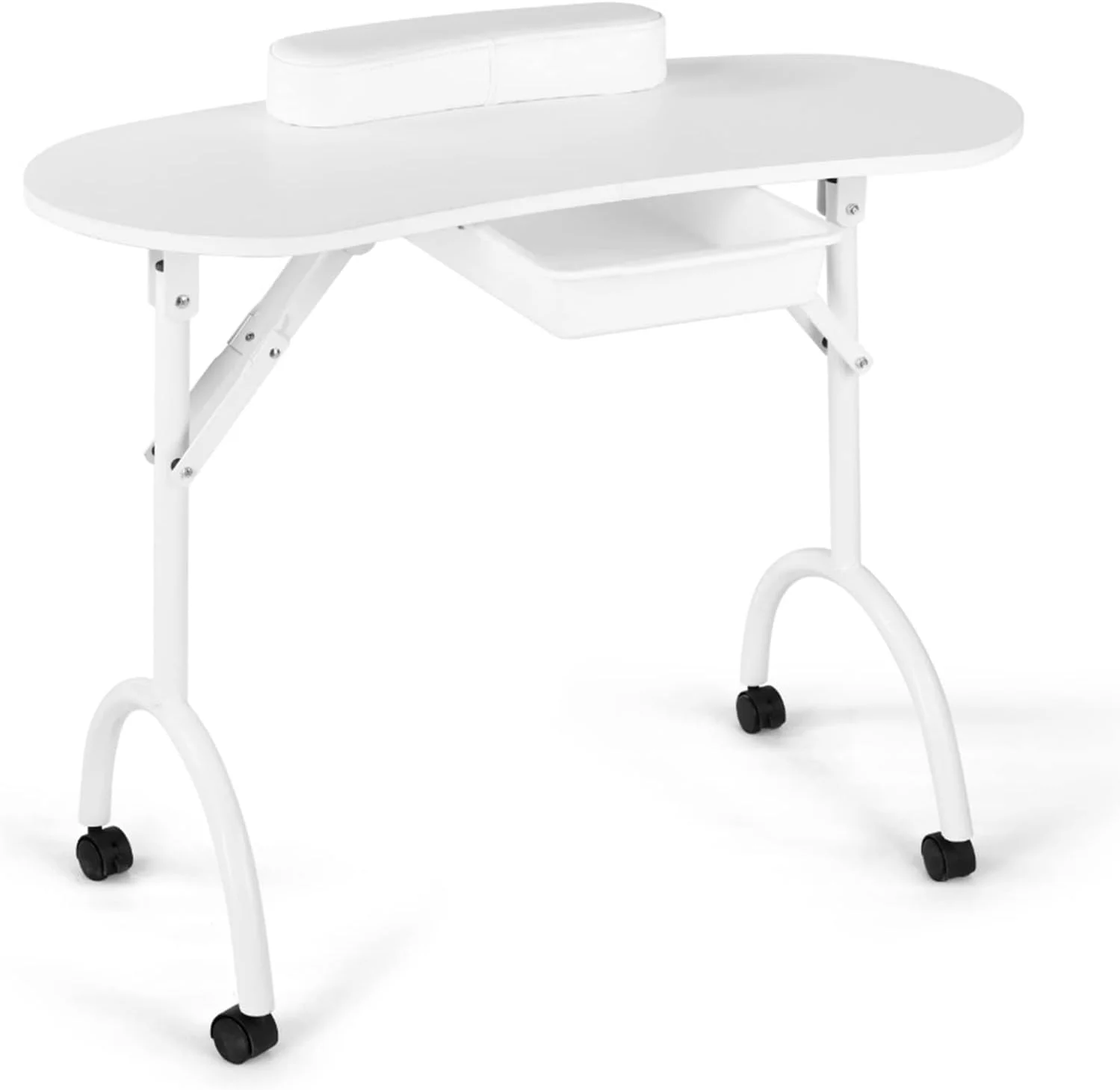 میز ناخن تاشو قابل حمل، میز کار متحرک با کشو و استراحتگاه مچ دست، مناسب برای دفتر کار یا منزل