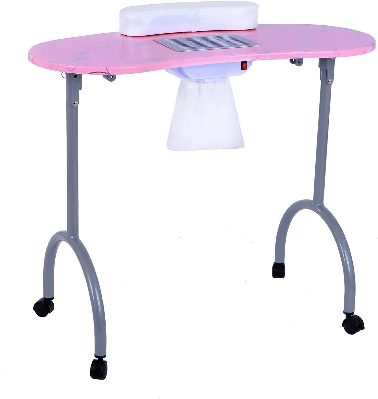 میز ناخن تاشو قابل حمل، میز ناخن تاشو ساده تک نفره صورتی، میز ناخن تاشو و حمل آسان، میز مانیکور مناسب برای اسپا خانگی و سالن های زیبایی