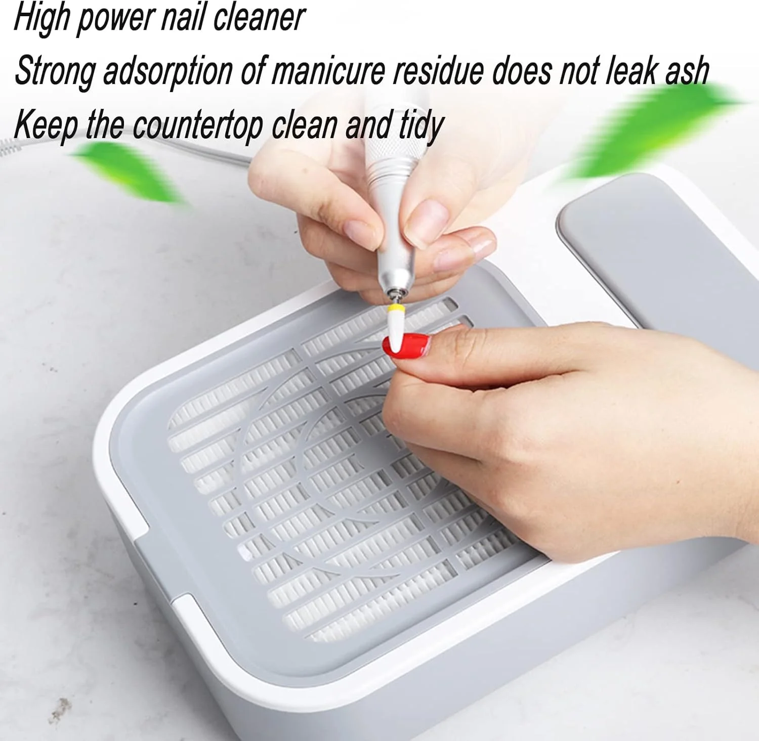 دستگاه جمع کننده گرد و غبار ناخن، مکنده قدرتمند ناخن، دستگاه مکش فن ناخن 60 واتی با فیلتر قابل استفاده مجدد، تجهیزات استخراج کننده تمیز کننده، برای ناخن های اکریلیک و ژل اکستنشن پلی ناخن