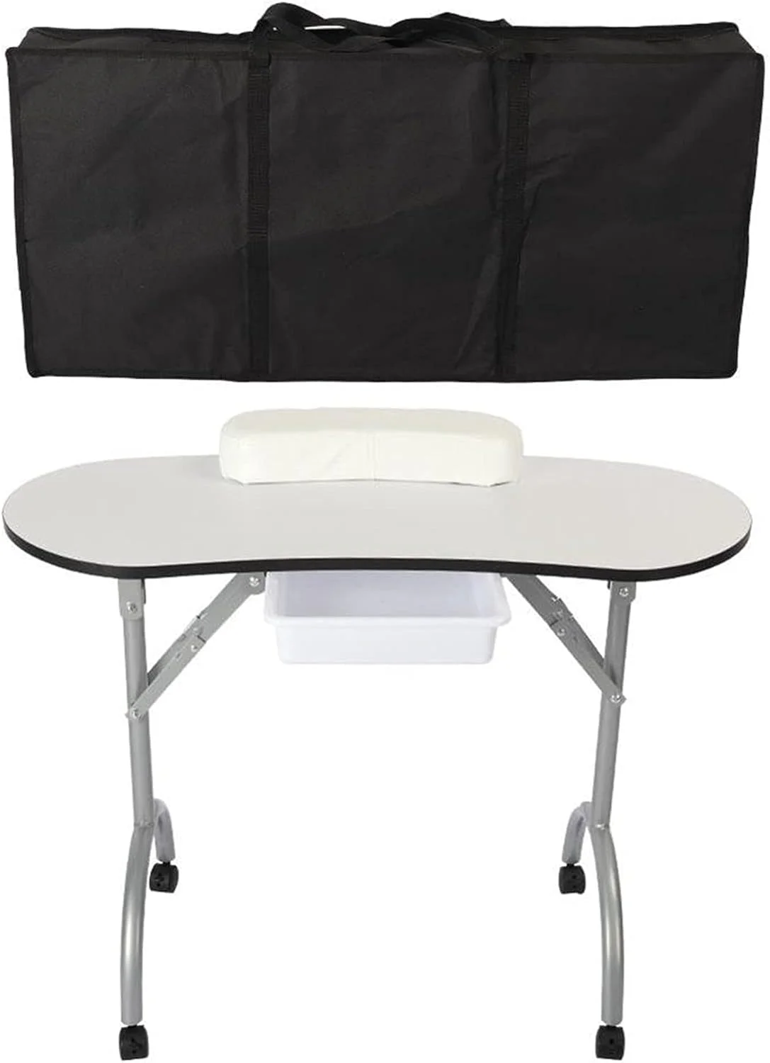 میز مانیکور تاشو، میز ناخن قابل حمل با کیف (رنگ: سفید)