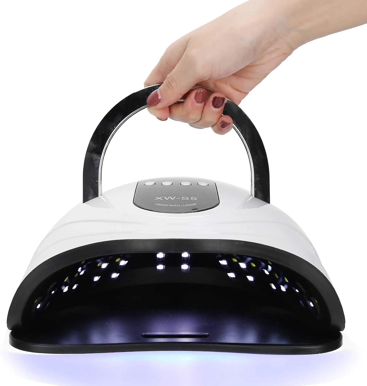 دستگاه خشک کن لاک ناخن 120 وات، نور حرفه ای خشک کن ناخن، تایمر هوشمند 10S، 30S، 60S، 99S، ابزار هنری مناسب استفاده در سالن های مانیکور و منزل (US)