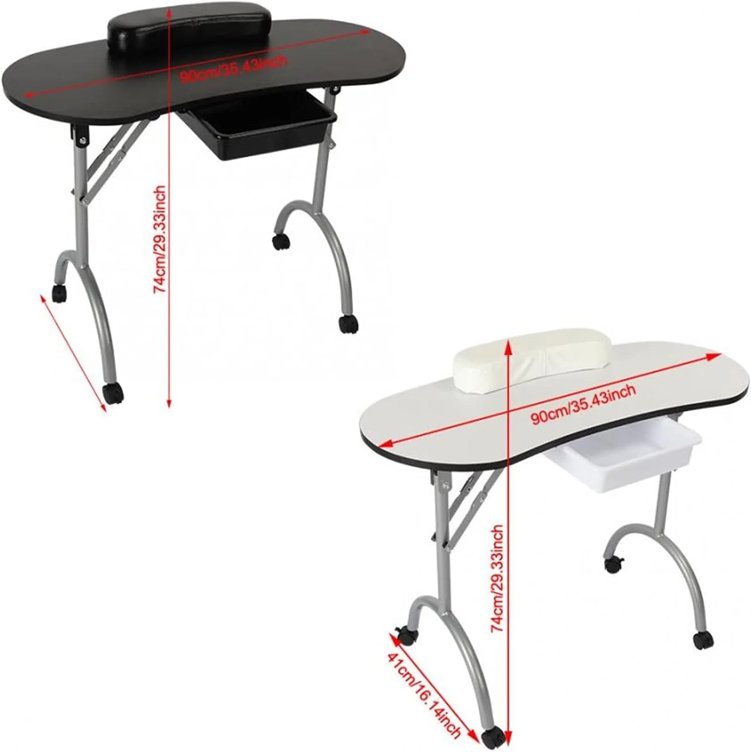 میز مانیکور تاشو، میز ناخن قابل حمل با کیف (رنگ: سفید)