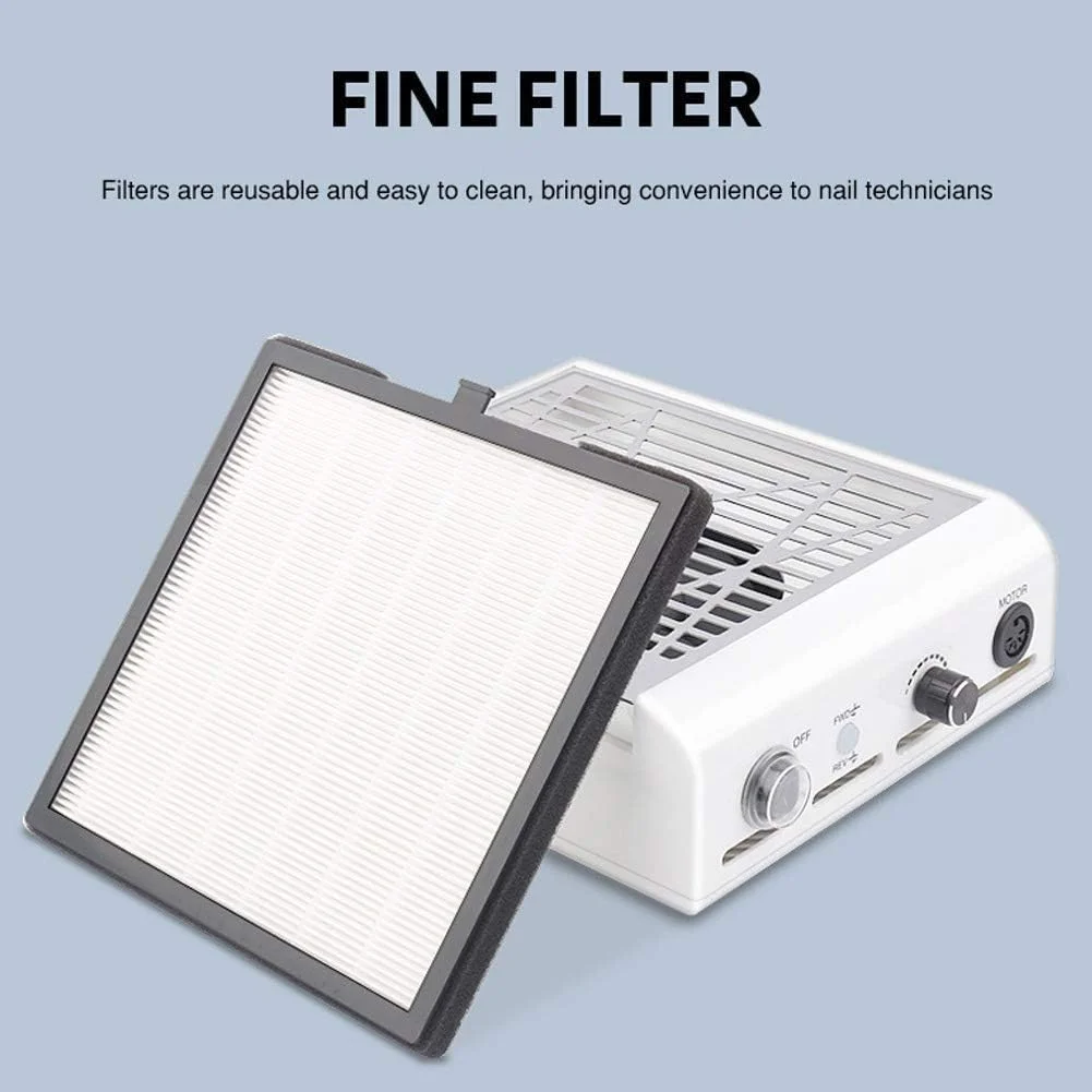 دستگاه جمع کننده گرد و غبار ناخن، 40 وات، تمیز کننده قدرتمند برقی ناخن، فیلتر برقی ناخن برای پولیش ناخن، دستگاه مانیکور برقی سالن ناخن با فیلتر قابل جابجایی (سفید)(آمریکا)