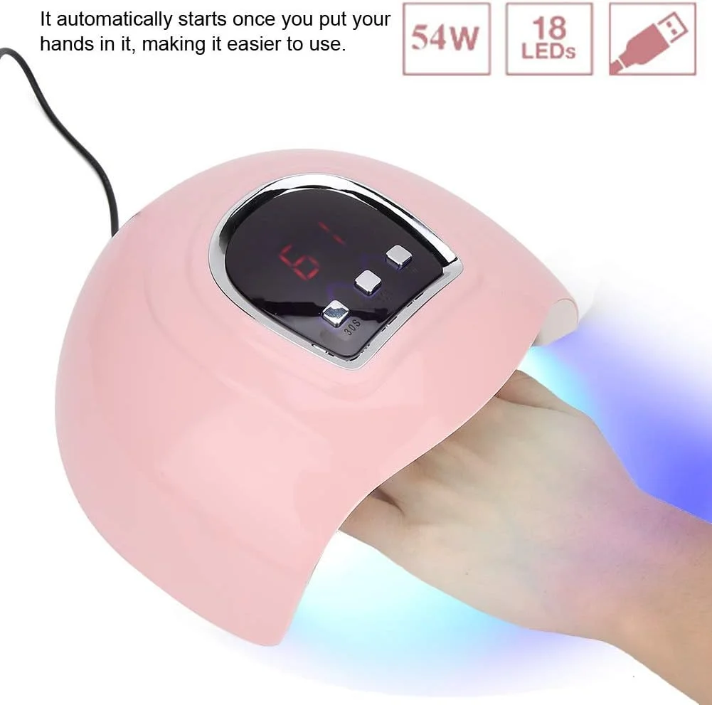 دستگاه خشک کن لاک ناخن UV/LED 54 وات با تایمر برای لاک های ژلی