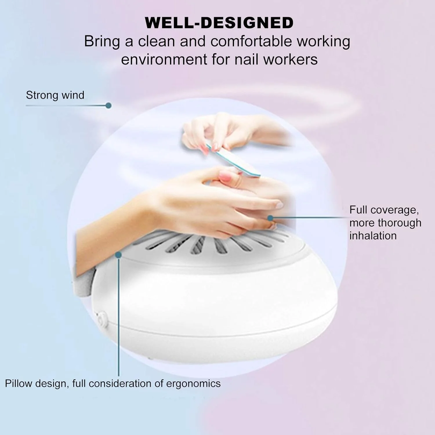 دستگاه جمع کننده گرد و غبار ناخن، جاروبرقی برقی گرد و غبار ناخن، لوازم مکش برقی جمع کننده گرد و غبار ناخن برای مانیکور و پدیکور، دستگاه مکنده گرد و غبار هنر ناخن 110-240 ولت 60 وات (آمریکا)